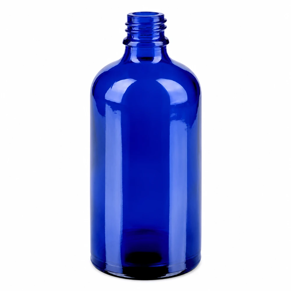 Blauwe glazen fles 100ml met schroefdraad voor neusspray BlueLine serie