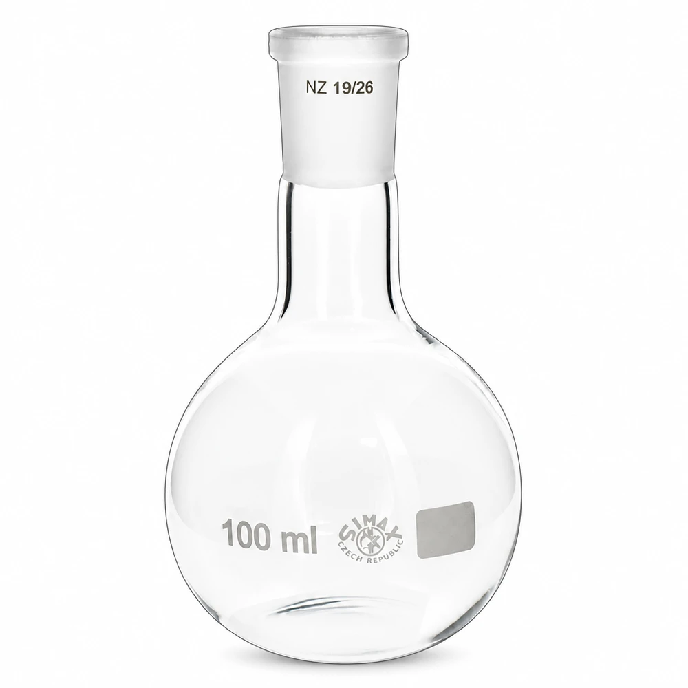 Rondbodemkolf 100 ml volume met 19/26 slijpstuk voor organische chemie