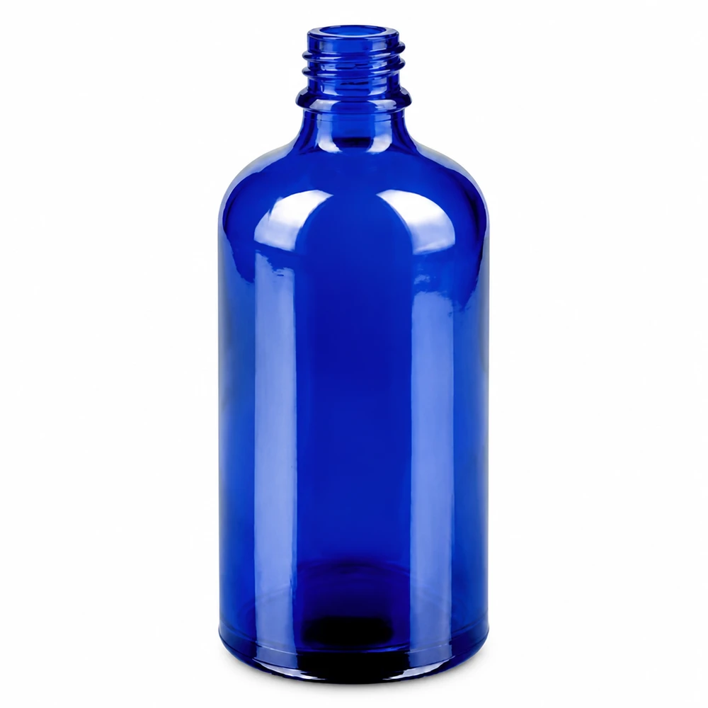 Blauw glazen sprayflesje 100ml met schroefdraad voor essentiële oliën en parfums