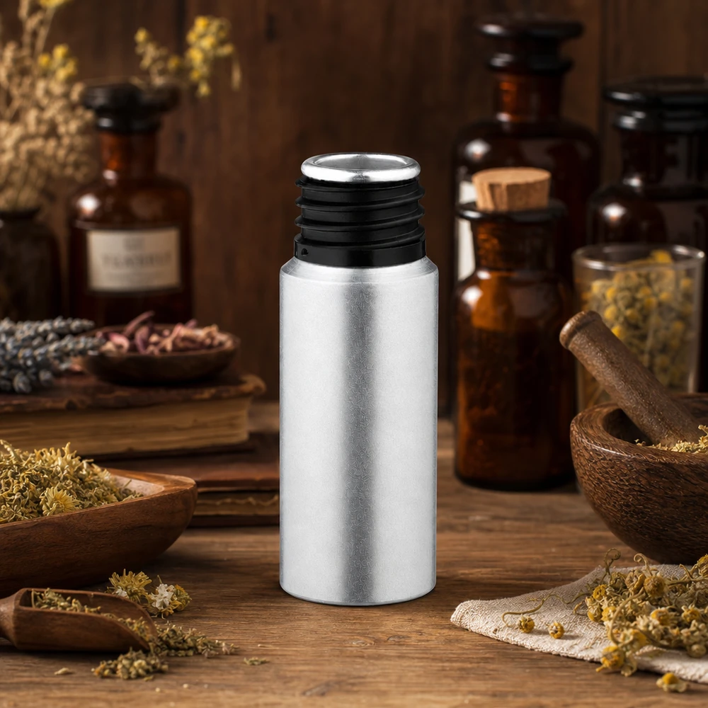Metallic 20ml flesje van gebeitst aluminium in een elegant ontwerp voor vloeistoffen van hoge kwaliteit