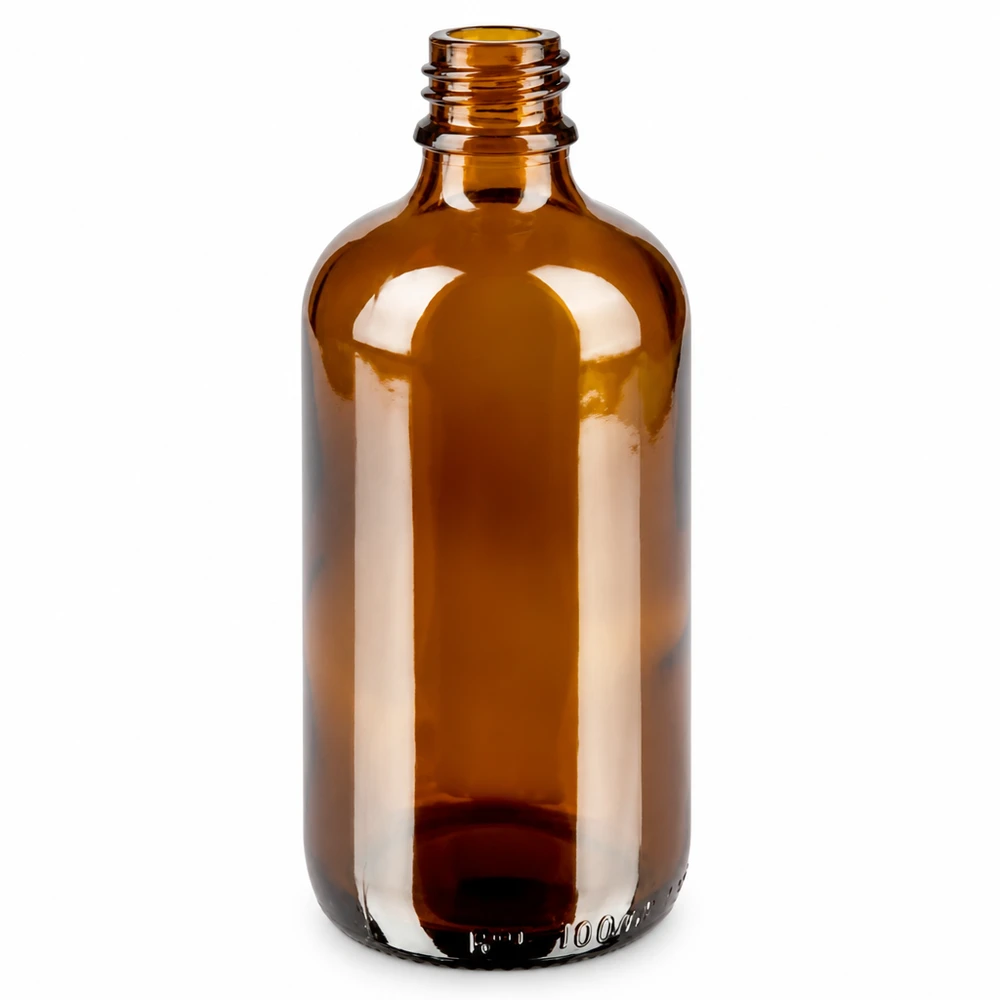 Glazen fles 100ml bruin met brede opening voor eenvoudig vullen van tincturen
