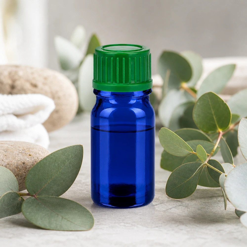 5ml glazen flesje STD BlueLine UT18/5 met dichte 11mm schroefdop groen lekvrij