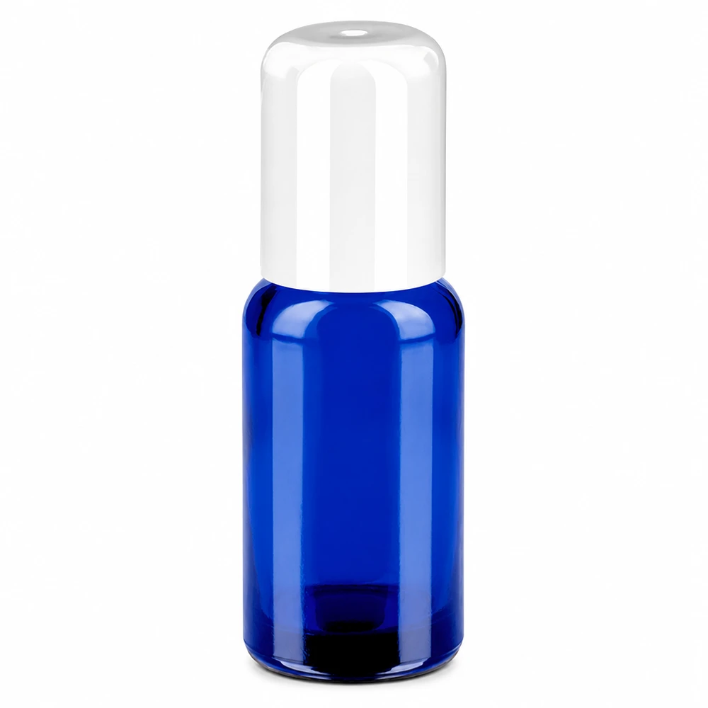 Hoogwaardige glazen flacon 20ml roll-on wit STD BlueLine duurzaam en herbruikbaar