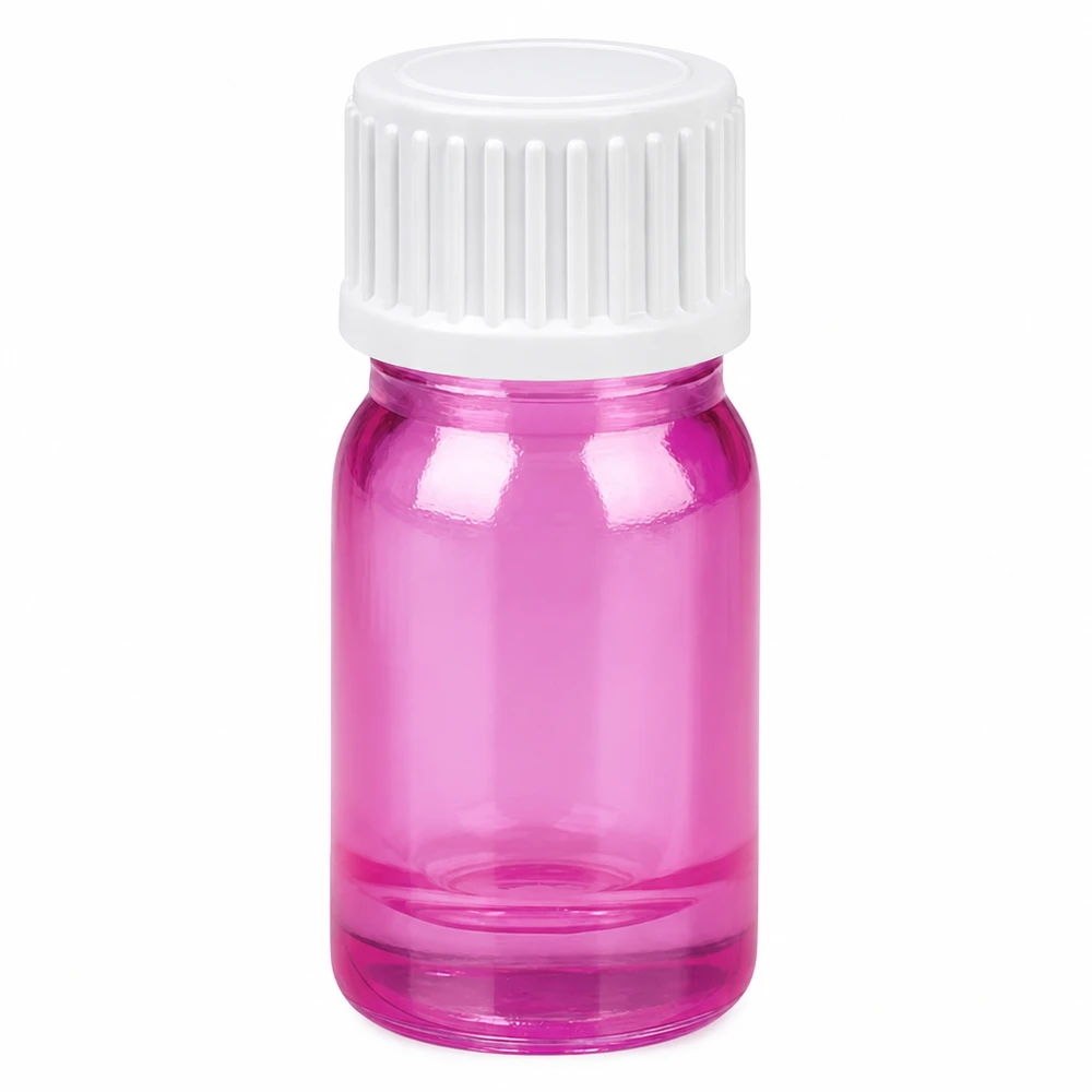 5ml (bol)flesje 3mm schenkring wit standaard PurpleLine UT18/5 5ml violet glazen monsterflesje met witte schroefdop voor laboratoria en apotheken