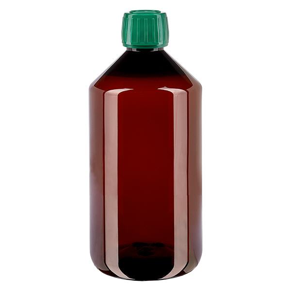 PET fles 750ml met groene verzegelstop PET fles 750ml met groene verzegelstop