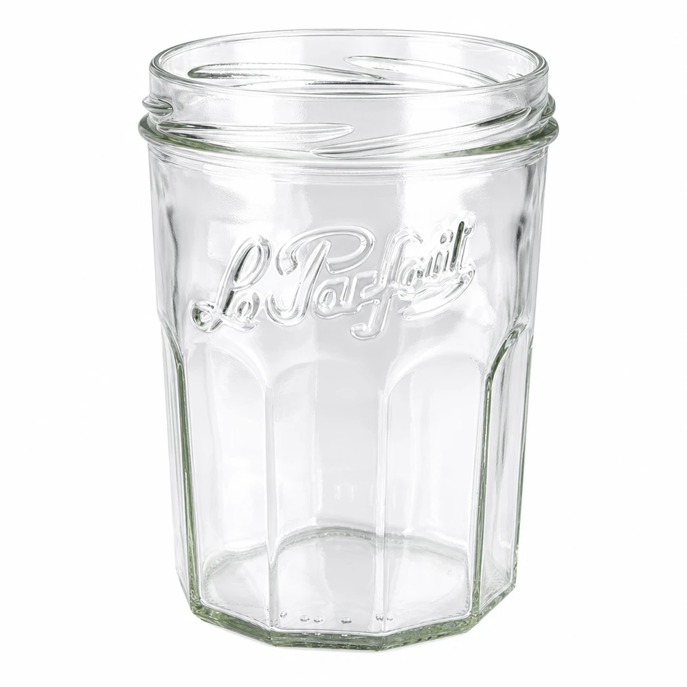 Le Parfait inmaakpot 385 ml zonder deksel met elegante gegroefde structuur en merkopdruk voor jam
