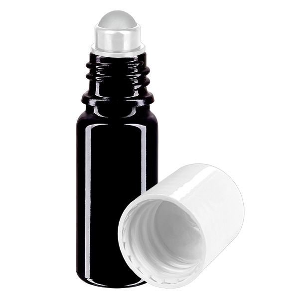 Apothekersflesje violet 10ml roll-on dop wit Apothekersflesje violet 10ml roll-on dop wit