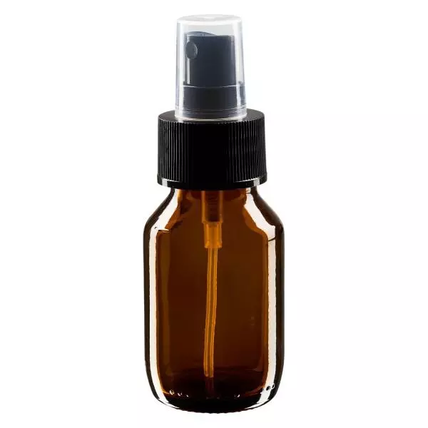 50ml Euro-medicijnfles bruin met verstuiver zwart incl. dop transparant