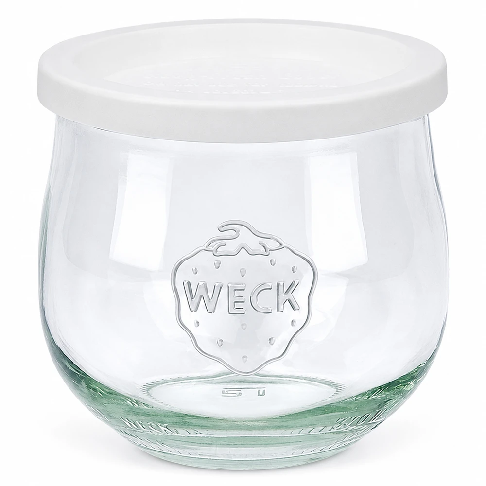 WECK RR80 tulpvormige pot van 370 ml met vershouddeksel WECK tulpenpot 370ml met wit vershouddeksel RR80 inmaakpot voor bewaren en conserveren