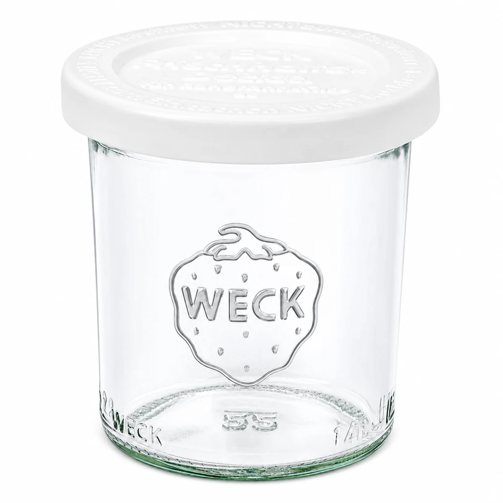 WECK RR60-pot van 140 ml met vershouddeksel WECK 140 ml metselpot met wit deksel RR60 voor jam en conserven