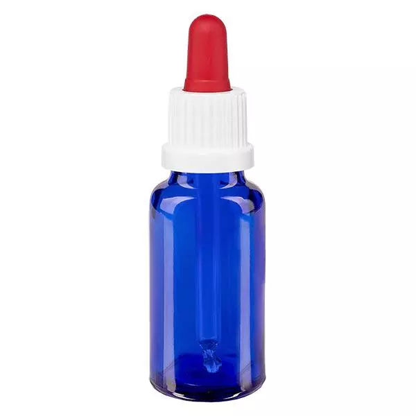 Pipetfles blauw 20ml, pipet wit/rood VR Pipetfles blauw 20ml, pipet wit/rood VR