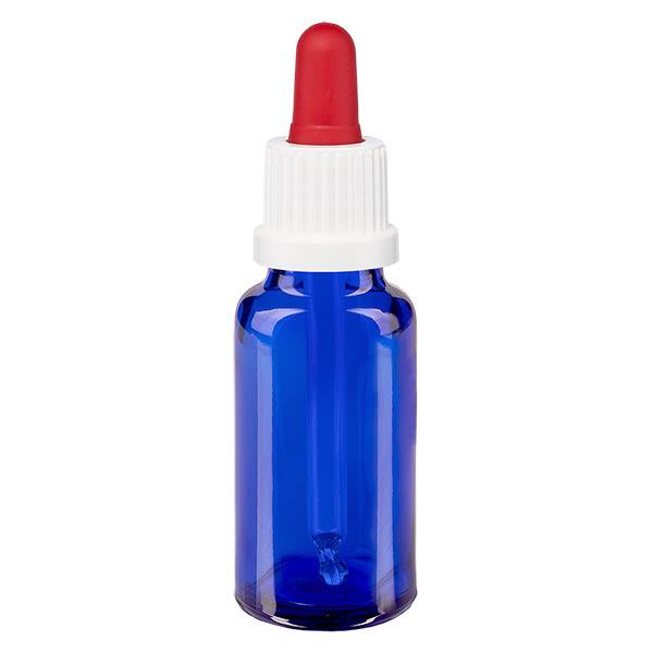Pipetfles blauw 20ml, pipet wit/rood VR Pipetfles blauw 20ml, pipet wit/rood VR