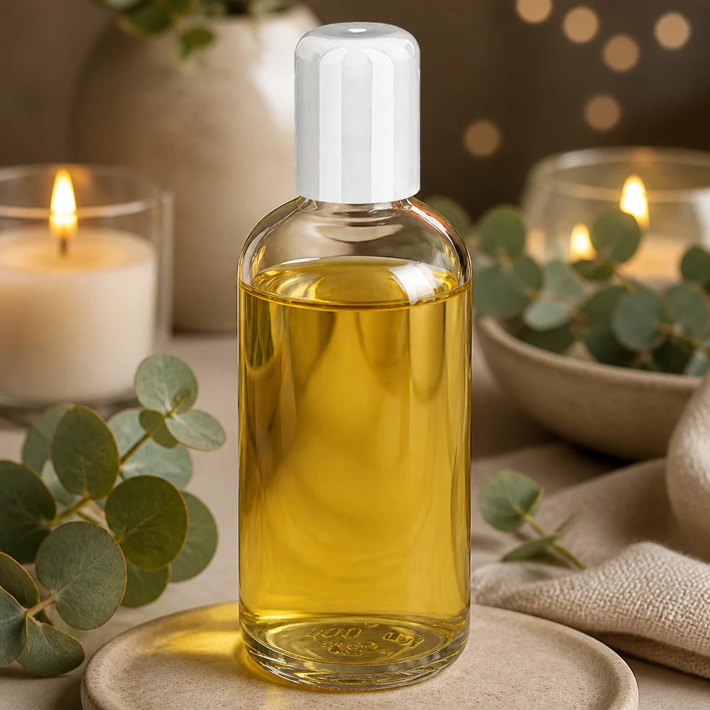 ClearLine-roll-onflesje van 100 ml met witte dop, gevuld met gouden olie voor kaarsen