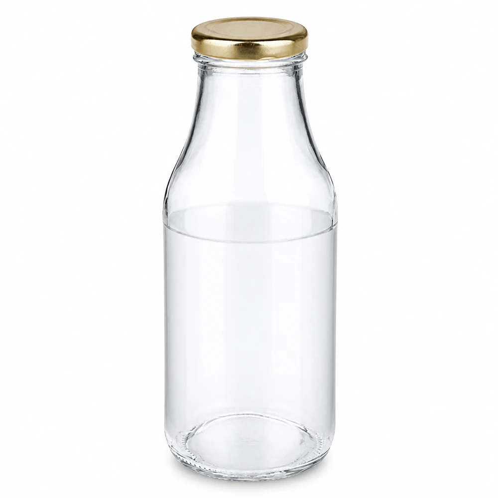 Glazen fles van 330 ml + BasicSeal-deksel goud UNiTWIST Lege glazen fles van 330 ml, cilindrisch, met gouden BasicSeal-dop UNiTWIST