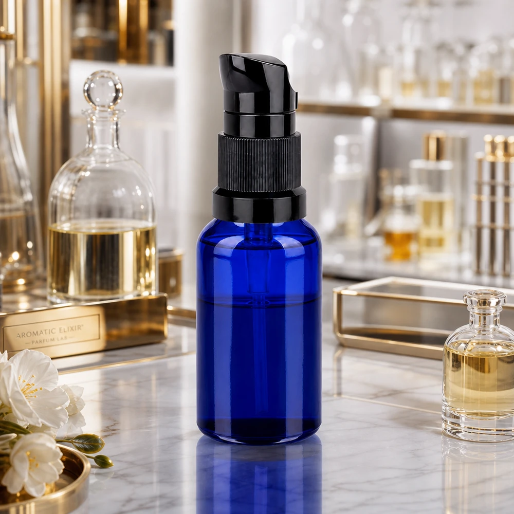 20ml pompfles zwart STD BlueLine UT18/20 - hygiënische toepassing zonder direct productcontact