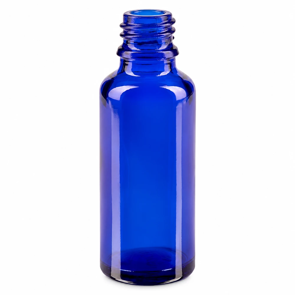 Blauwe glazen fles 30ml Blauwe apothekersfles ApoGlas van 30 ml met UV-bescherming voor geneeskunde en natuurgeneeskunde