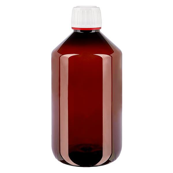 PET fles 500ml met wit OV fijn geribd PET fles 500ml met wit OV fijn geribd