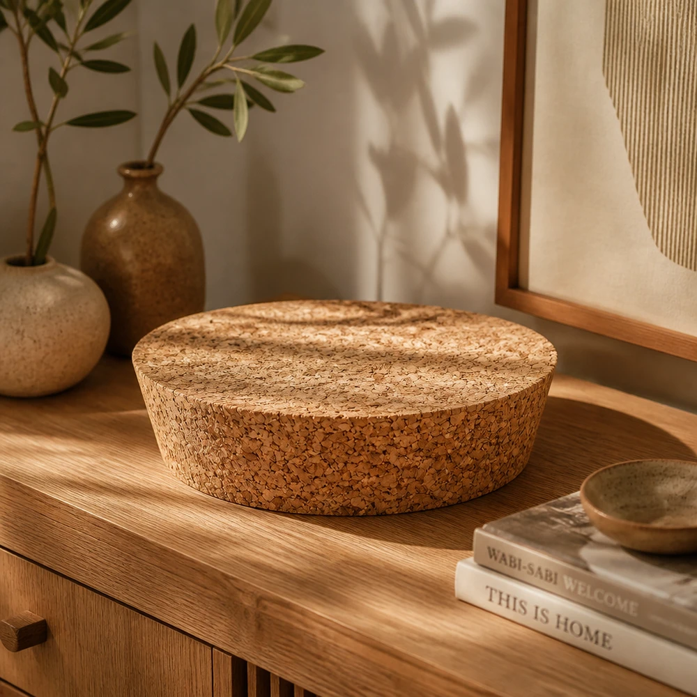 WECK RR80 kurkstopper natuurkurk op houten ladekast met boeken en keramieken vazen moderne woonkamer decoratie 75mm opening