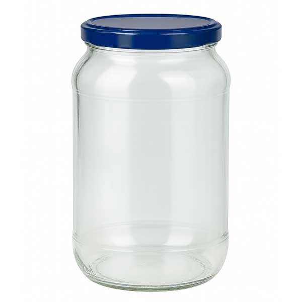 1062ml rond glas met BasicSeal deksel blauw UNiTWIST