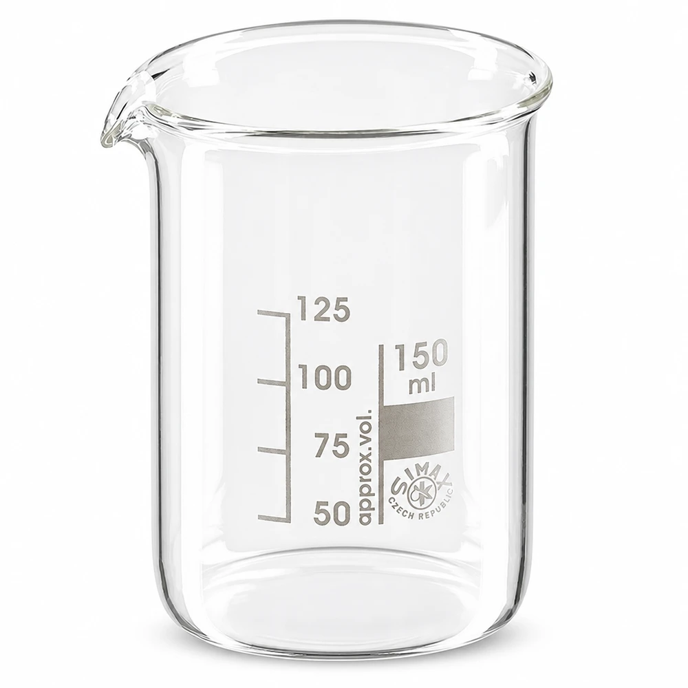 Bekerglas 150ml van borosilicaatglas met tuit en maatverdeling voor laboratoriumgebruik