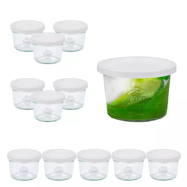 Set van 12 Weckpotten 80 ml bekers met 12 huishouddeksels