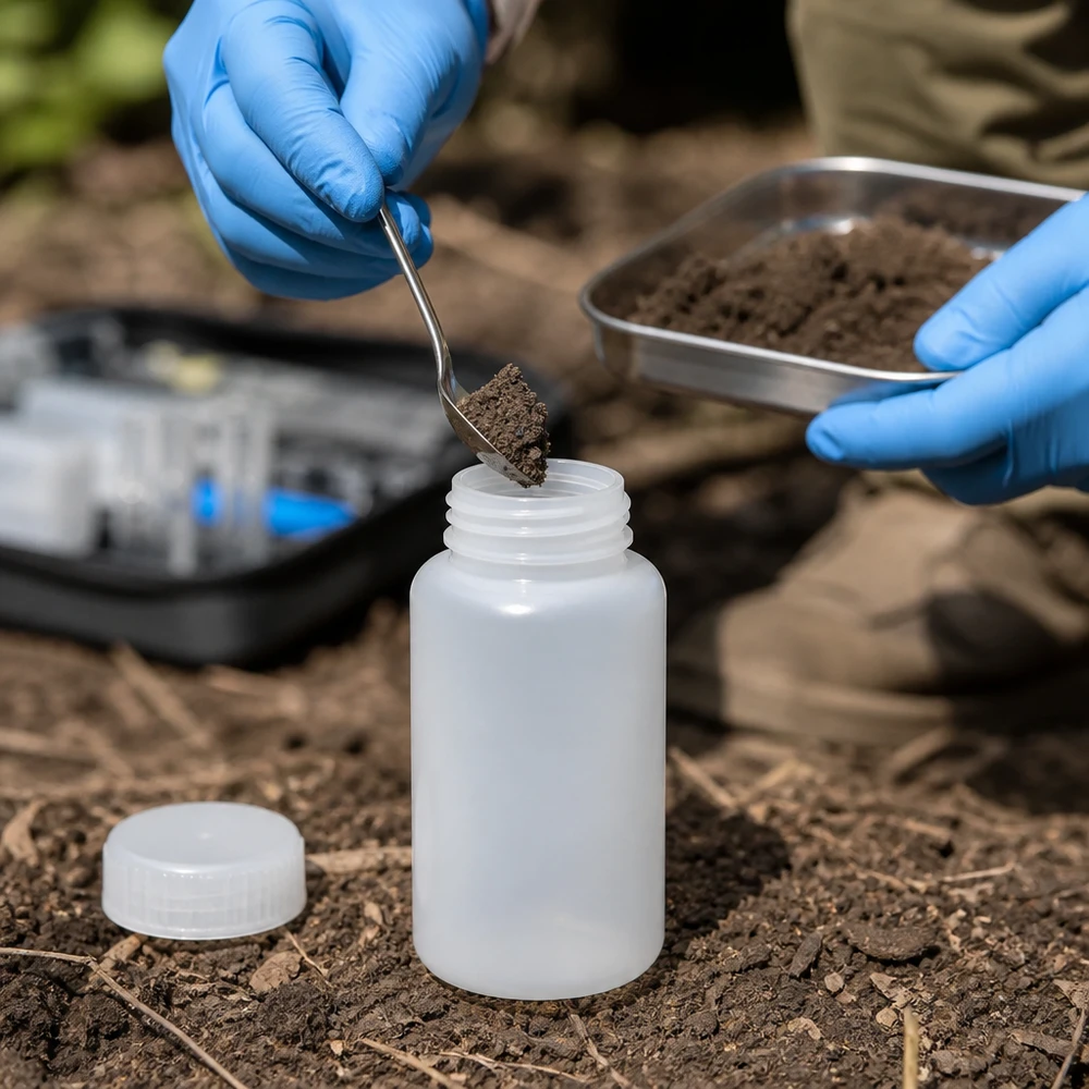 Wijde hals laboratoriumfles 1000ml zonder sluiting Fles met schroefdop, 1000 ml, met wijde hals, van PE, voor veldmonsters en milieuonderzoek