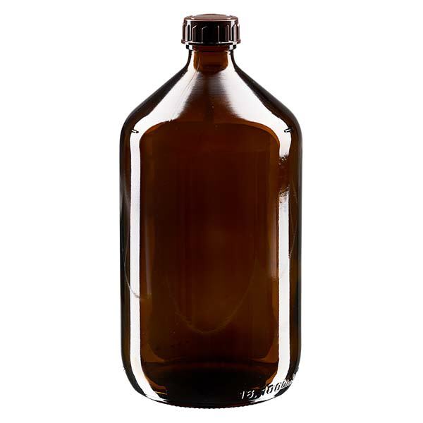 1000ml Euro-medicijnfles bruin met bruine schroefsluiting 1000ml Euro-medicijnfles bruin met bruine schroefsluiting