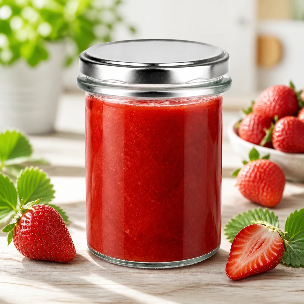 214 ml rond glas + BasicSeal-deksel zilver UNiTWIST Inmaakpot van 214 ml met zilveren BasicSeal-deksel voor zelfgemaakte jam en vruchtenmoes