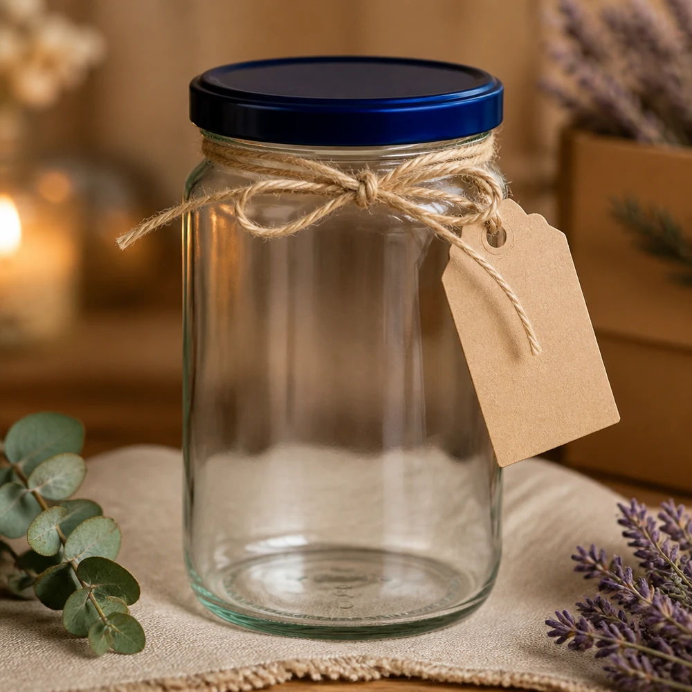 795ml rond glas met BasicSeal deksel blauw UNiTWIST