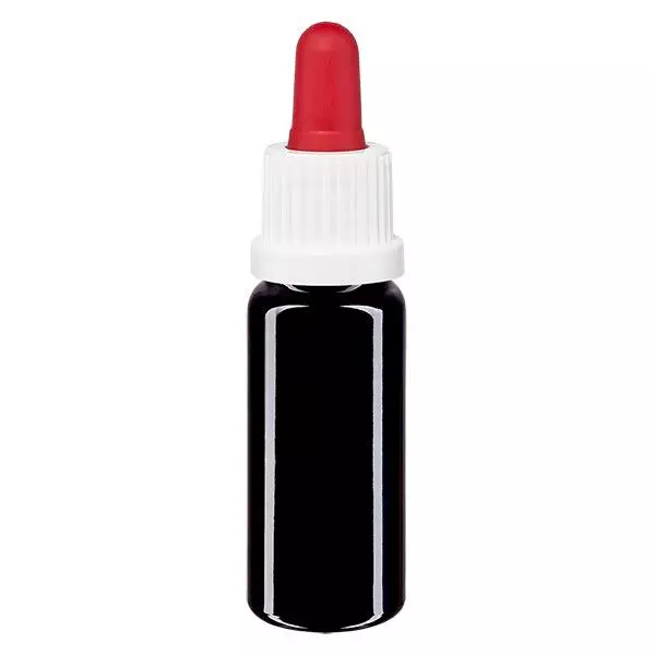 Apothekersflesje viol. 10ml pipet wit/rood OV Apothekersflesje viol. 10ml pipet wit/rood OV