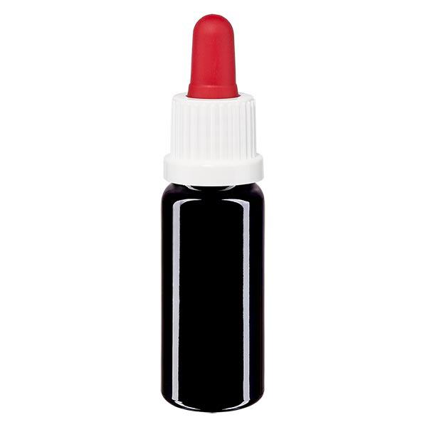 Apothekersflesje viol. 10ml pipet wit/rood OV Apothekersflesje viol. 10ml pipet wit/rood OV