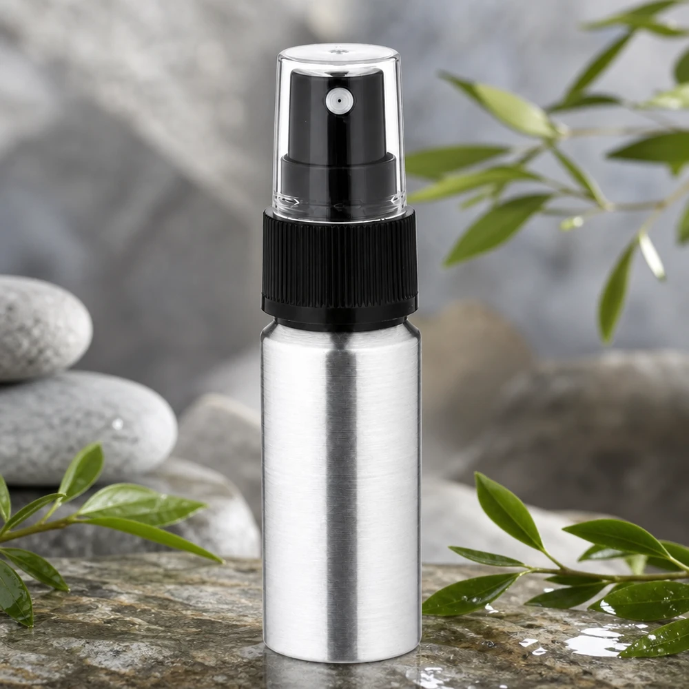 Robuuste aluminium fles van 20 ml met transparante sproeikop - onbreekbaar en duurzaam voor dagelijks gebruik