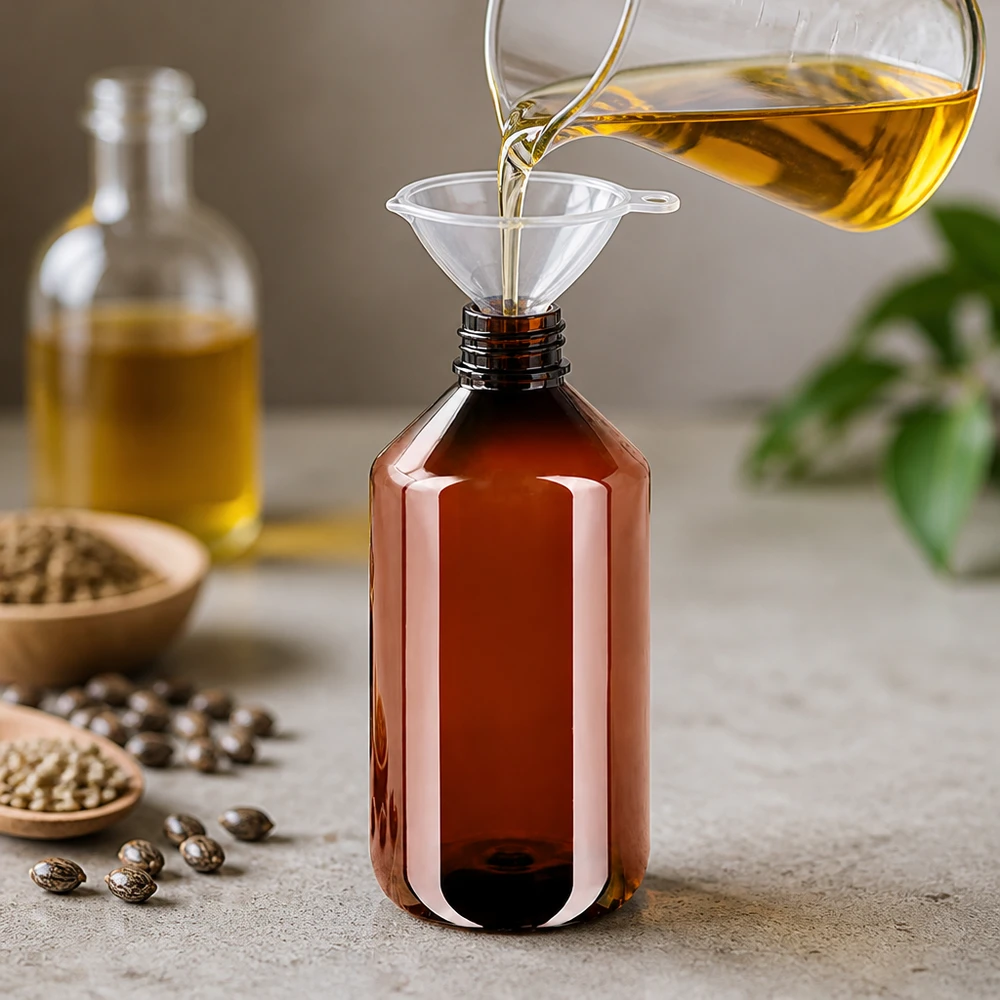 PET-fles 500 ml met witte klapdop Handgemaakte natuurlijke cosmetica, verpakt in een bruine PET-fles van 500 ml met een witte klikdop