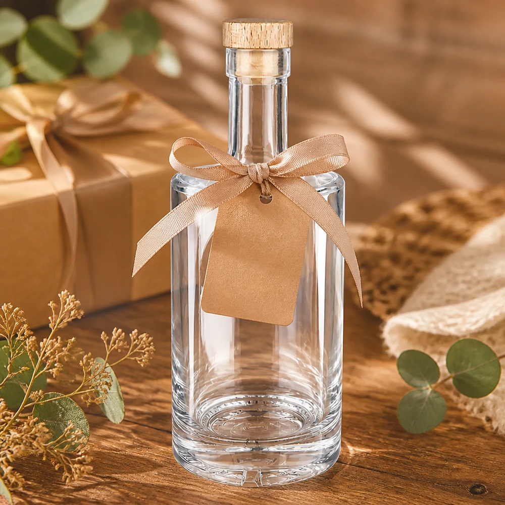 500ml glazen fles Nora geschenkdoos met strik kraftpapier label houten kurk UNiTWIST eucalyptus decoratie