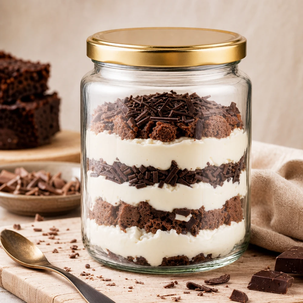 450g Honigglas BasicSeal als Dessertglas für Tiramisu Schichtdessert mit goldenem Deckel kreative Küchennutzung