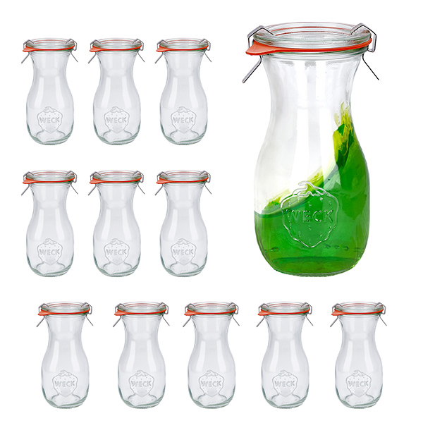 Set van 12 Weck potten sap 290ml fles met 12 glazen deksels, 1 Set van 12 Weck potten sap 290ml fles met 12 glazen deksels, 1