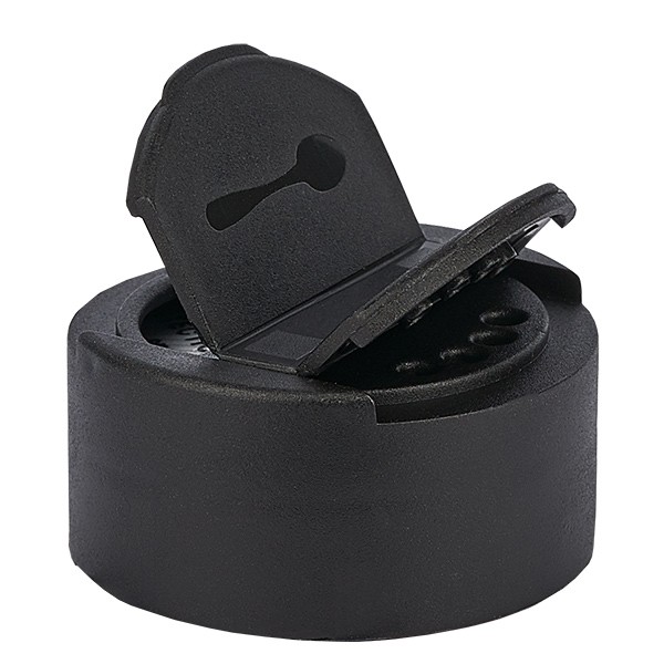 Zout/kruidenpot deksel met dubbele opening zwart - Dubbel: 4 gaten ø3mm en 1 gat ø29mm. Draad 41mm. Klapscharnier. PP. Zout/kruidenpot deksel met dubbele opening zwart - Dubbel: 4 gaten ø3mm en 1 gat ø29mm. Draad 41mm. Klapscharnier. PP.