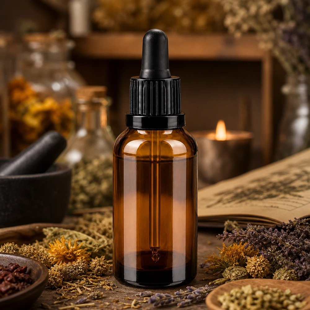 Professionele amberkleurige glazen fles van 30 ml met precisiepipet voor druppelprecies aanbrengen