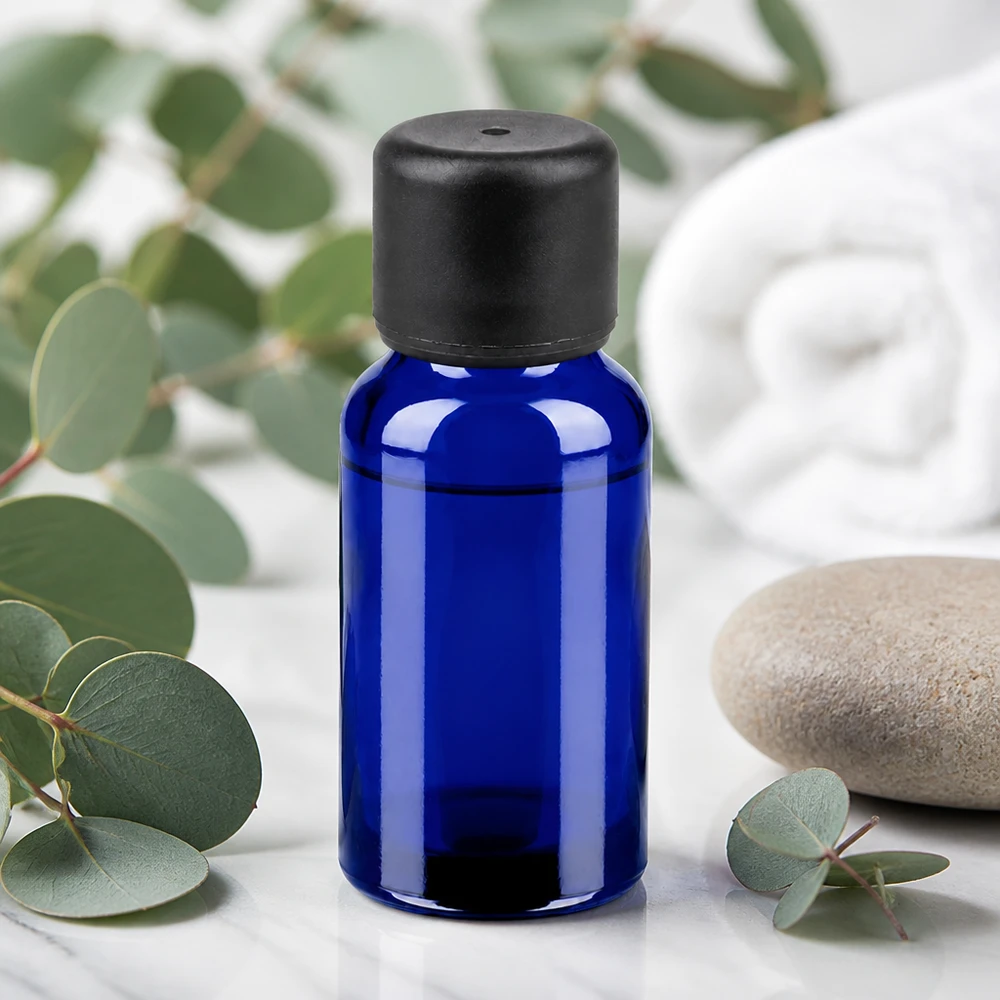 20ml flacon 6mm SV zwart STD BlueLine UT18/20 Professionele blauwe glazen fles van 20 ml met standaarddop voor het veilig bewaren van essences