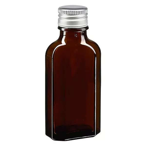 50 ml Meplat bruin met aluminium dop zilver PP22