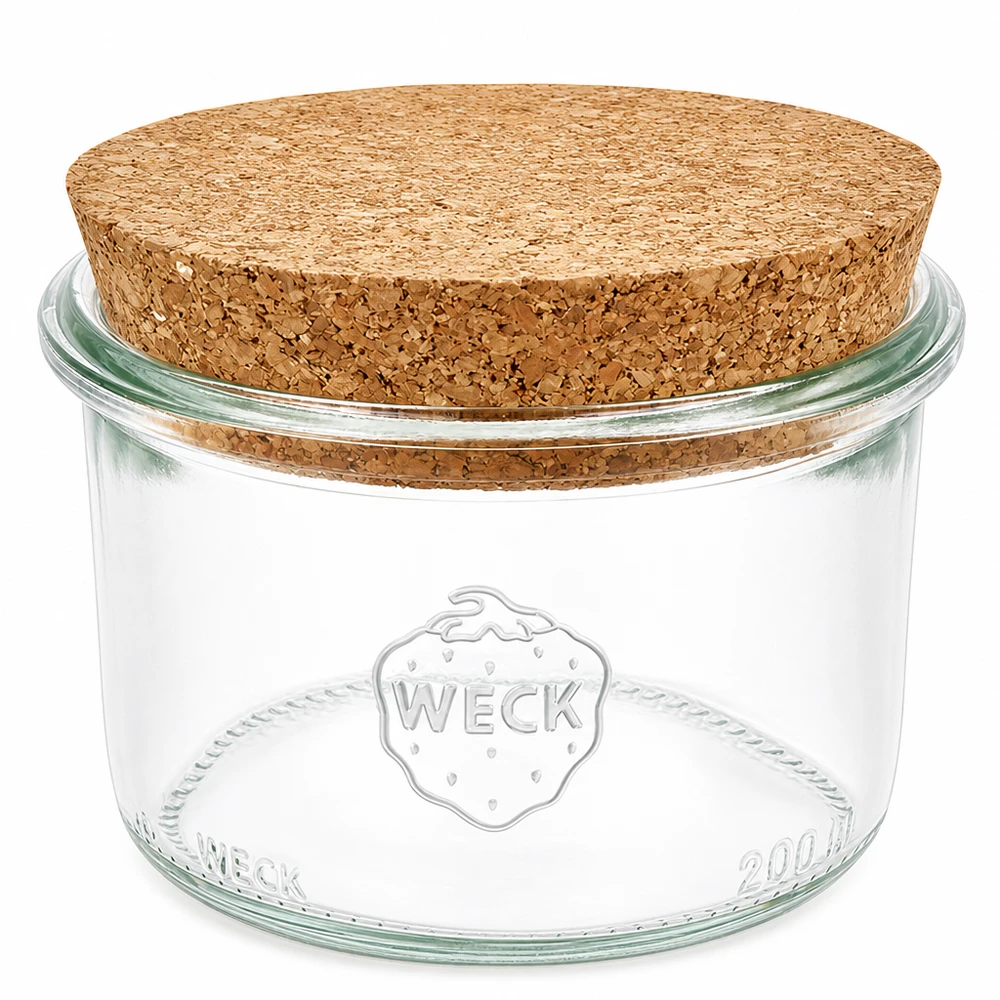 200ml stortglas WECK RR80 met kurk WECK tuimelpot 200ml RR80 met natuurlijke kurkstop transparante inmaakpot voorraadpot