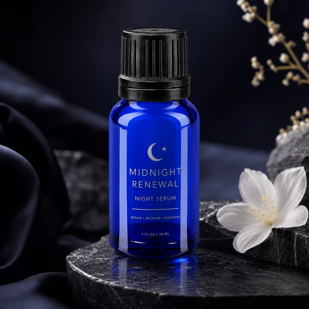 Blauw apothekersglas van 10 ml met UV-bescherming en originaliteitssluiting voor lichtgevoelige oliën