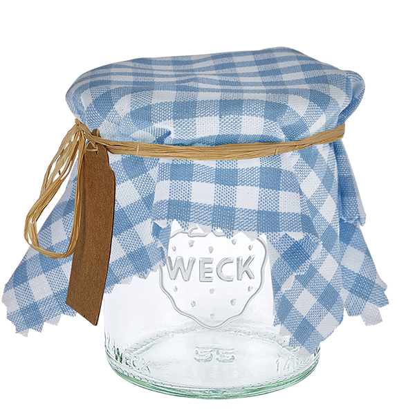 Stoffen sieraden doily lichtblauw geruit 15cm vierkant