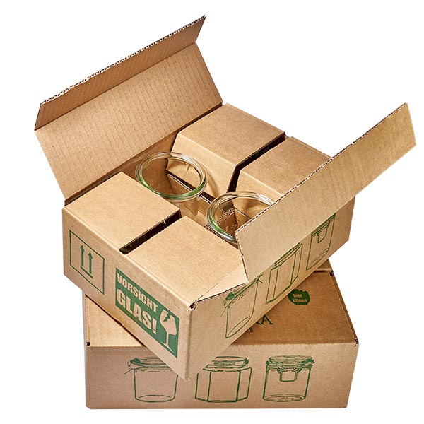 75ml tulpenglas met glazen deksel WECK RR40 WECK tulpenpot 1062ml RR100 Verzendverpakking Kartonnen doos met beschermende vulling voor veilig transport van inmaakpotten