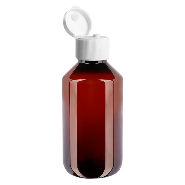PET-fles 200ml met witte flip-top dop. PET-fles 200ml met witte flip-top dop.