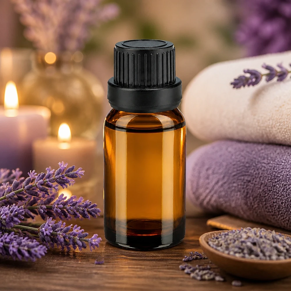10ml 11mm SV zwart OV BrownLine UT18/10 Klein amberkleurig glazen flesje van 10 ml met zwarte dop, perfect voor aromatherapie en essentiële oliën