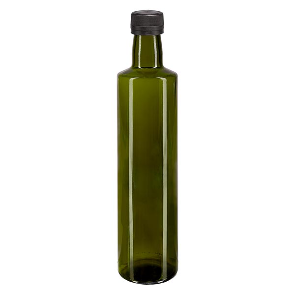 500 ml likeurfles rond olijfgroen glas incl. schroefsluiting zwart (PP 31,5 mm) met uitgietring met garantiesluiting (OV) 500 ml likeurfles rond olijfgroen glas incl. schroefsluiting zwart (PP 31,5 mm) met uitgietring met garantiesluiting (OV)