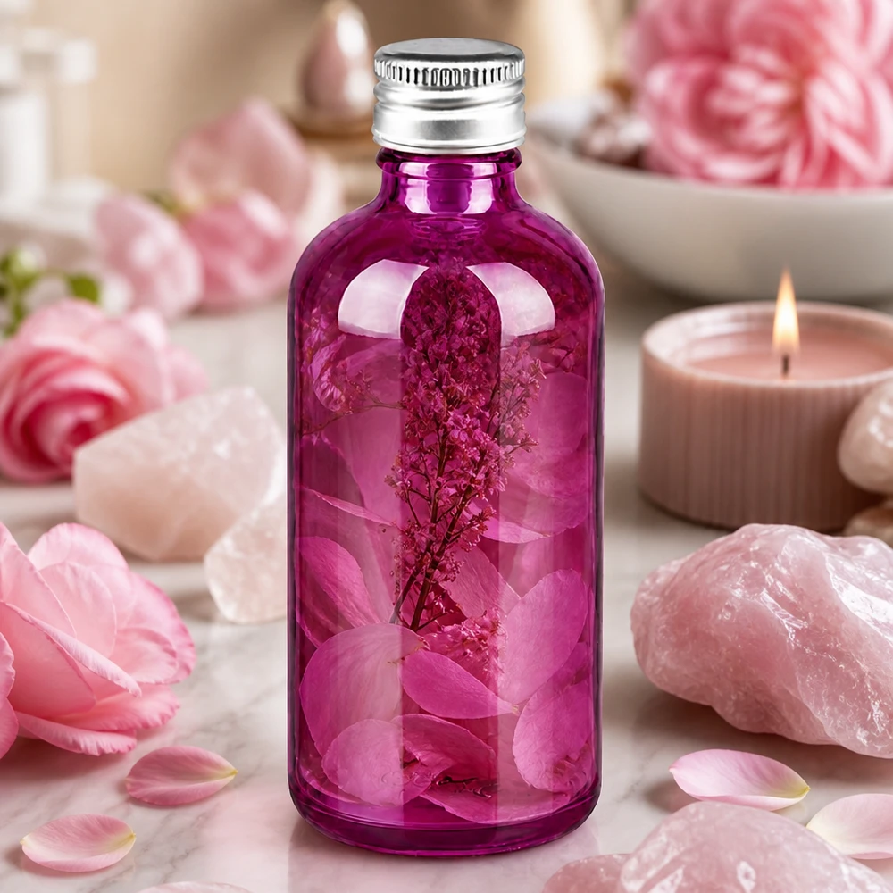 Stijlvolle 100ml violette glazen fles met matte aluminium dop, ideaal voor doe-het-zelf cosmetica en parfums