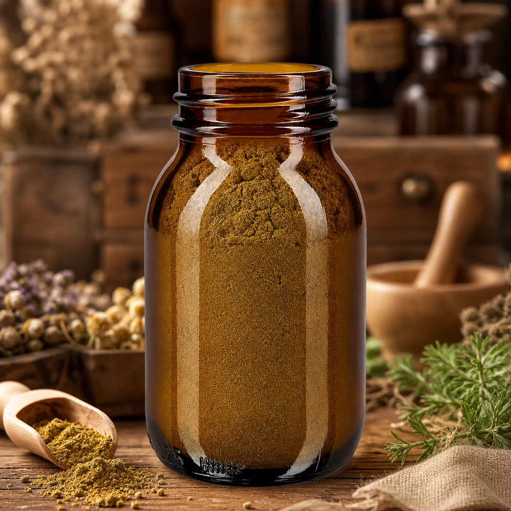 Apothekersfles 125ml amberkleurig glas met wijde opening voor kruidenpoeder en specerijen