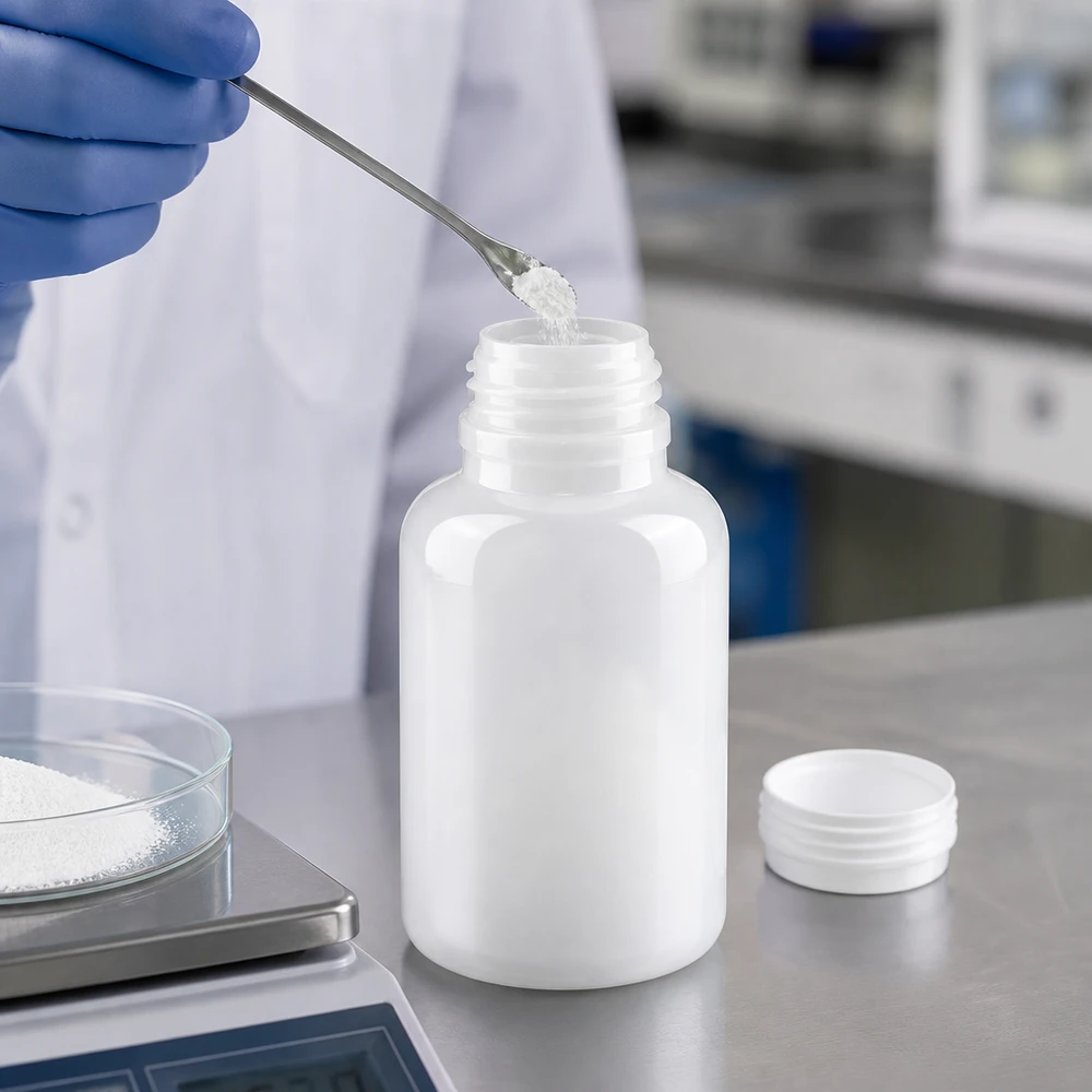 Wijde hals laboratoriumfles 250ml zonder sluiting Doorzichtige laboratoriumfles van 250 ml met schroefdraad en witte wijde hals, zonder deksel